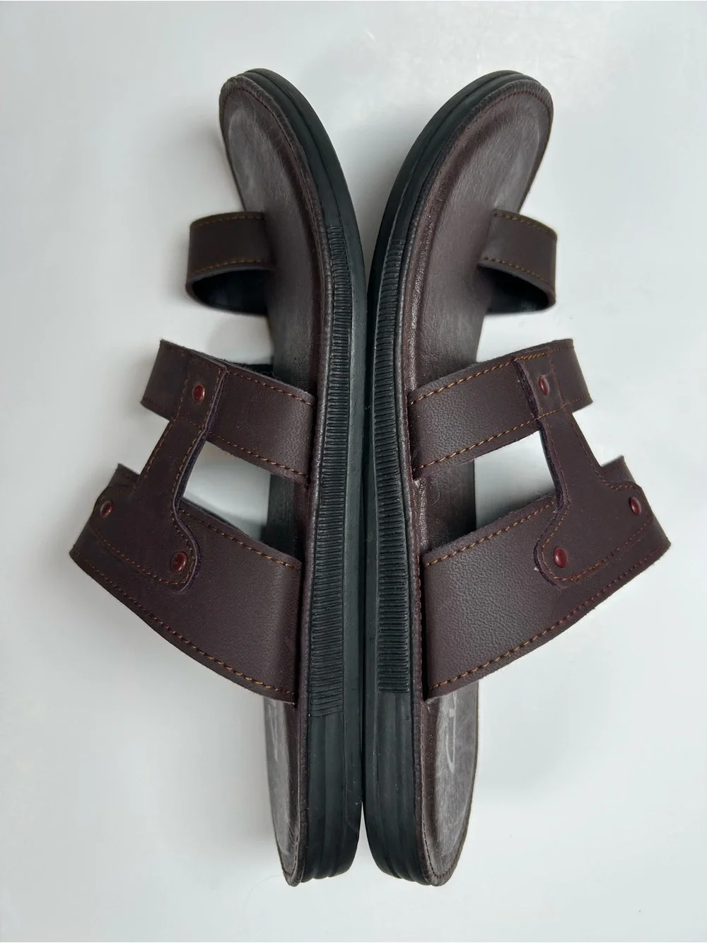 Brown Three-Strap Slide Sandals Size EU 40 (US Men's 7.5)